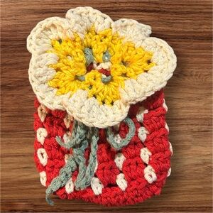 Crochet Red and Yellow SoapSaver Pouch